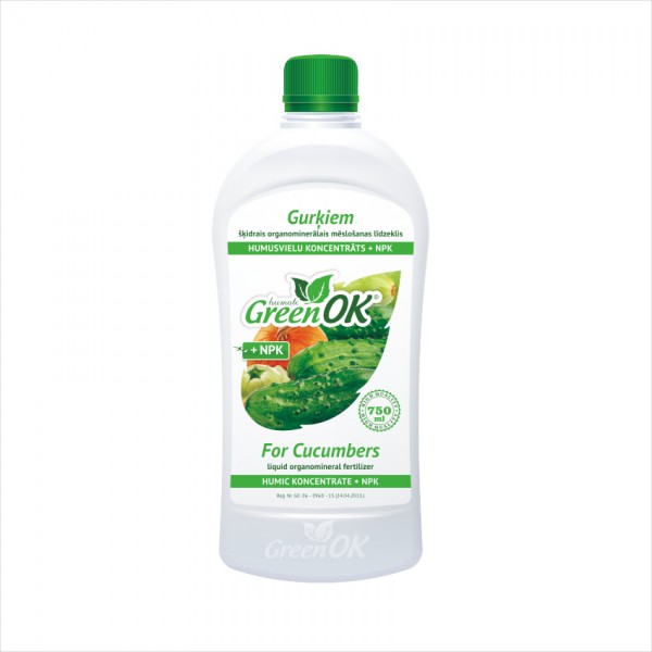 GreenOK Pro okurky - kapalné organominerální hnojivo Koncentrát huminových látek + NPK, 750ml 