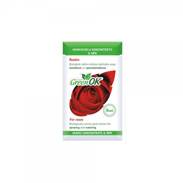 GreenOK  Pro Růže kapalné organominerální hnojivo. Koncentrát huminových látek + NPK, 5ml 